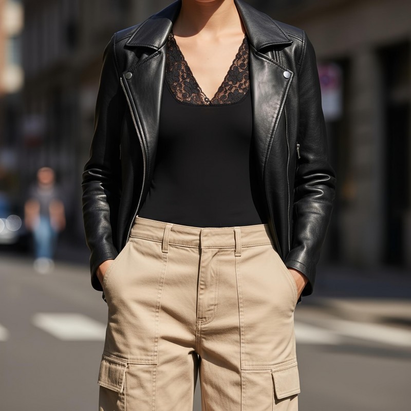 Evoni черно боди с фина дантела S